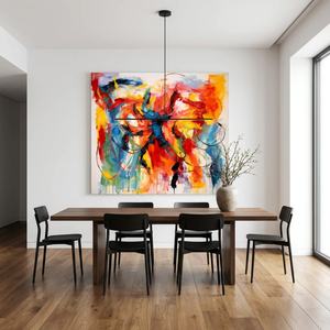 Peinture abstraite expressionniste aux couleurs vives, peinte à la main sur toile texturée, œuvre d'art originale à l'huile blanche, vente en gros - Product Image 1