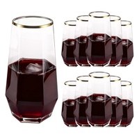 Verre à vin en ABS en forme de diamant avec bord doré pour les fêtes, les mariages et les bars à domicile - Verre à whisky