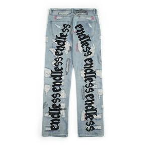 LILUO-<span class=keywords><strong>pantalones</strong></span> <span class=keywords><strong>vaqueros</strong></span> sin fin para <span class=keywords><strong>hombre</strong></span> y mujer, Jeans de alta calidad estilo Hip Hop, bordados, con agujeros, ropa de calle - Product Image 1