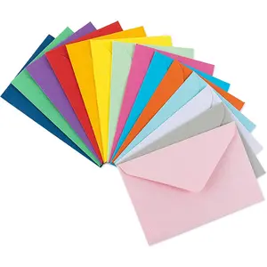 7X10Cm Kleurrijke Zwart Bruin Kraft Beige Roze Mini Kleine Papieren Envelop Voor Vip Gift Card