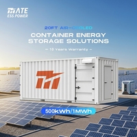 Système de stockage d'énergie extérieur personnalisé MATE, solution de stockage d'énergie 500 kWh, 1 MWh, conteneur 20 pieds, batterie LiFePO4, protection IP65, refroidissement par air