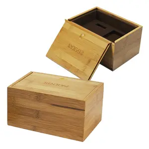 Custom-made Deluxe Wooden Storage Case With Sliding Lid Wooden Gift Packaging Box Bamboo Storage Box