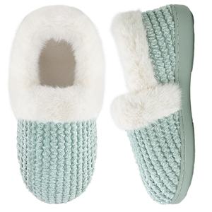 Pantoufles d'intérieur et d'extérieur pour femmes, chaudes, confortables, doublées de laine, en chenille, avec mousse à mémoire de forme - Product Image 2