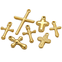 Vente en gros de breloques croix minimalistes en acier inoxydable pour la fabrication de bijoux religieux collier à faire soi-même bracelet pendentifs à la mode