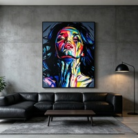 Affiches et impressions HomeDecor, portraits de visages féminins, peinture pop art, style graffiti luxueux et coloré, art mural sur toile avec cadre