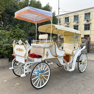 Chariot de luxe à 4 roues avec lumières LED et housse de pluie Chariot de visite romantique à la citrouille pour mariage - Product Image 2