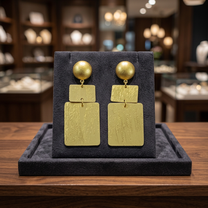 Boucles d'oreilles pendantes géométriques plaquées or tendance pour femme, idéales pour un cadeau de fête - Product Image 3