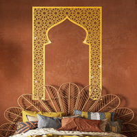 Miroir mural décoratif auto-adhésif en acrylique 3D, design arche, style nordique moderne, doré de luxe, pour décoration intérieure et artistique de fêtes