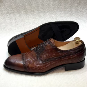 Zapatos Oxford Formales de Negocios de Cuero Genuino para Hombre, Zapatos de Vestir Hechos a Mano de Lujo con Diseño de Estampado, Zapatos de Oficina con Cordones para Boda - Product Image 3