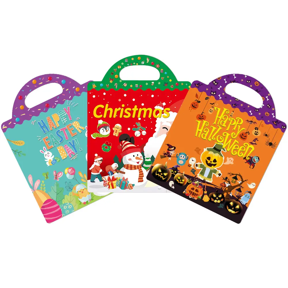 Natale bambini promozione animale riutilizzabile rimovibile apprendimento adesivo libro per bambini giocattoli per la prima educazione con adesivi
