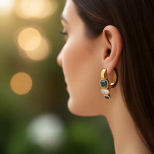 Pendientes de Aro Chapados en Oro con Piedras de Circonio, Diseño Geométrico para Mujer, Joyería de Moda para Fiesta, Pendientes Colgantes Modernos - Product Image 2
