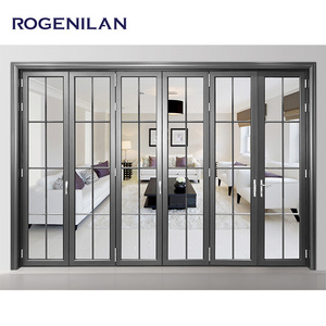 <span class=keywords><strong>Porte</strong></span>-fenêtre coulissante en accordéon à double vitrage personnalisée, pliable, en aluminium imperméable, portes pliantes en verre pour l'extérieur - Product Image 6