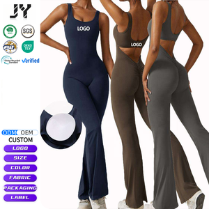 JY Wholesale Custom Backless Yoga Bodysuit Four-Way Stretch Spandex Seamless Gym <strong>Workout</strong> <strong>Jumpsuit</strong> Women Eco-Friendly Activewear - Product Image 1