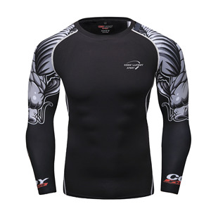 BJJ 래쉬가드 그래플링 웨어 MMA Jiu Jitsu No Gi UFC 셔츠 파이트웨어, 긴팔 압축 셔츠 - Product Image 3