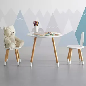 의자가있는 어린이 단단한 소나무 나무 테이블 세트 유아용 원형 놀이 테이블 아기 놀이 게임 책상 공부 테이블 아기 가구