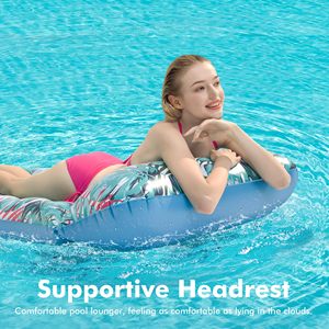 New Adult <b>Inflatable</b> <b>Pool</b> Float Mat Giant Size with Headrest Multi Purpose Water Lounger Raft <b>for</b> <b>Pool</b> Lake Beach - Product Image 2