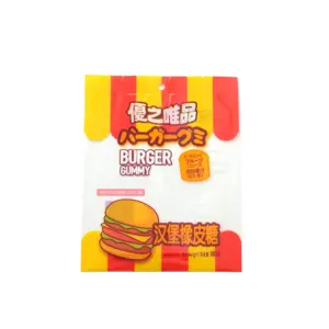 Custom Design Food packaging bags Back seal bag for Hamburg-shaped Gummy candy, candy packaging bags