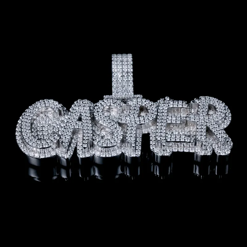 Factory Custom Fine Pendant Hip Hop Iced out S925 Silver 10K 14K 18K Solid Gold Moissanite Diamond Rapper Letter Name Pendant