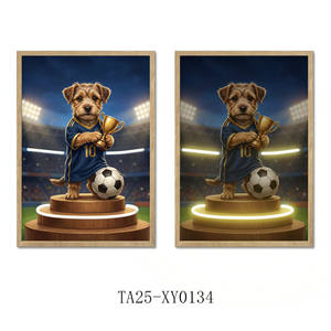 Art mural en MDF avec impression UV néon <span class=keywords><strong>aquarelle</strong></span> sur le thème du football, animaux mignons, décoration de chambre 40x30cm - Product Image 5