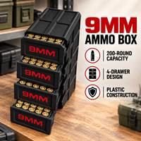 Boîte de rangement pour munitions 9MM ; capacité de 200 munitions ; conception à 4 tiroirs ; matériau plastique imprimé en 3D