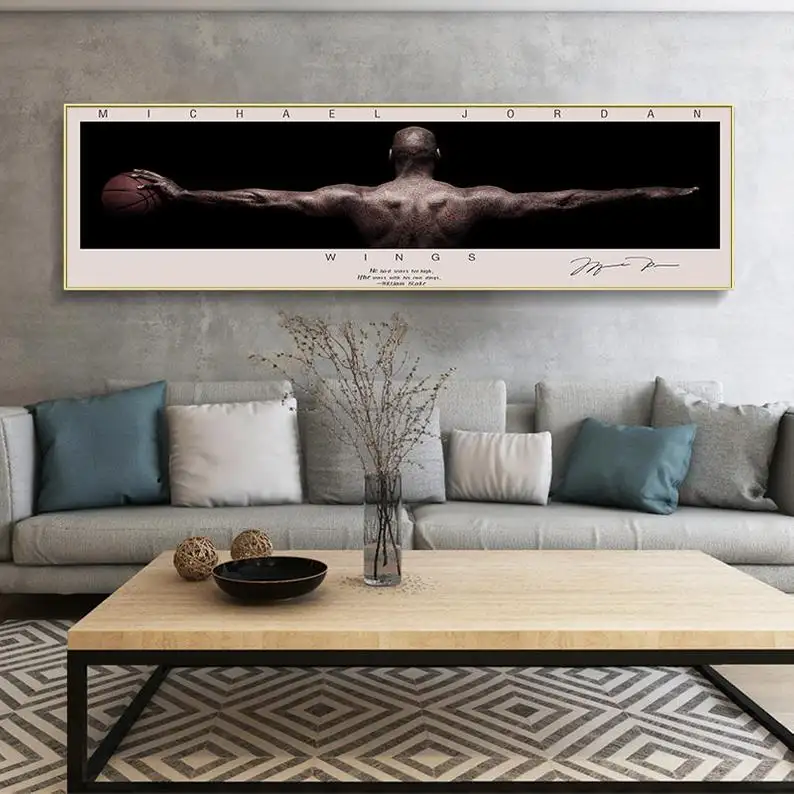 Michael MJ signed wings Poster Painting Canvas Basketball Wall Art Bedroom Sport Picture Fan Art Posters