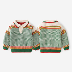 Pull en tricot à col polo style coréen pour garçons, pull épais pour bébé, vêtements en tricot pour enfants, automne-hiver - Product Image 6