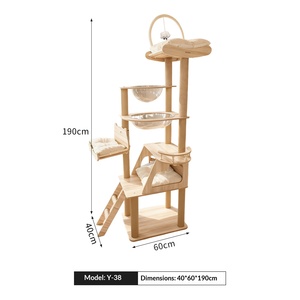 Árbol rascador para gatos, de madera grande, integrado, con casa, poste rascador <span class=keywords><strong>y</strong></span> estante cápsula espacial, que ahorra espacio, <span class=keywords><strong>Y</strong></span>-36 - Product Image 6