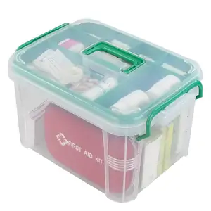 1 Packung Clear Plastic Family Erste-Hilfe-Box Notfall-Aufbewahrungsbox-Kit