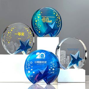 Fabricant de trophées Football Football Trophée personnalisé Sports Awards Plaque vierge Trophée en verre Coupe Cristal - Product Image 1