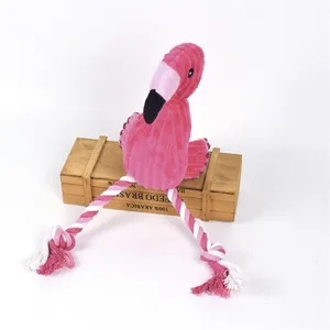 Flamingo algodão corda cão pet brinquedo squeaky pelúcia cão tratar brinquedo e pelúcia brinquedos