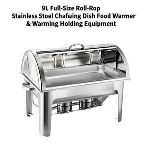 9L Full-Size Roll-<b>Top</b> Stainless Steel Chafing Dish Food Warmer For Commercial Use - Product Image 1