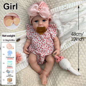 Muñecas Bebé <span class=keywords><strong>Reborn</strong></span> de Silicona de 19 Pulgadas, Niña Pequeña, con <span class=keywords><strong>Ojos</strong></span> Brillantes, Boca Abierta, Estilo de Juguete Suave para Guarderías, con Cabello a la Moda - Product Image 5