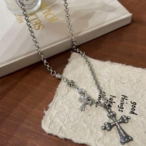 <span class=keywords><strong>Collana</strong></span> con ciondolo a croce in <span class=keywords><strong>argento</strong></span> <span class=keywords><strong>antico</strong></span>, Trendy con diamanti e gioielli Punk Punk da uomo e da donna - Product Image 4
