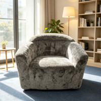 Fauteuil simple en tissu texturé gris, mousse haute densité, fauteuil d'appoint pour villa, café, gîte, usage commercial – Vente directe usine