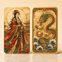 Carte de collection en métal double face Empress Dragon Chinois, cadre doré, Phénix, Couronne, Pivoine, Perle, Décoration Impériale, Cadeau
