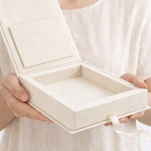 Linen Magnetic Gift Box Custom <b>Insert</b> Paperboard Packaging Box Ribbon Closure for Gift Packing - Product Image 3