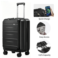 Valise à roulettes extensible de 20 pouces à ouverture frontale avec serrure TSA et port USB pour les voyages d'affaires et de loisirs