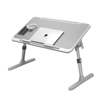 Petit bureau pour ordinateur portable pliable pour la maison, table multifonction pliable pour lit, bureau d'ordinateur miniature, lampe de lecture, surface en bois, cadre en métal