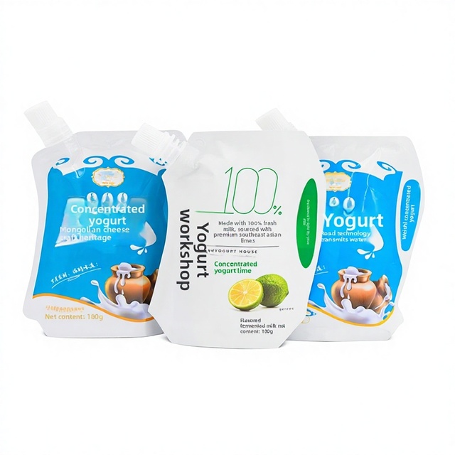 New Style Shaped Food Grade Plastic Stand-Up Spout Pouches for Juice Beverage with Printed Logo