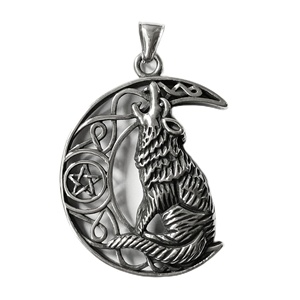 Collar con colgante de luna de lobo completo vikingo nórdico, joyería de acero inoxidable, abalorio de cuervo chapado en oro para hombres, inspirado en mitología nórdica - Product Image 4