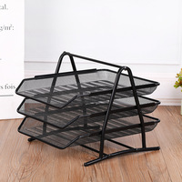 Meilleur prix utile 3 niveaux A4 papier bureau Document plateau métal maille bureau organisateur support pour bureau et usage domestique