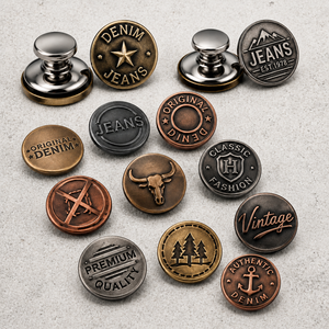 Boutons-pression métalliques personnalisés avec logo, de luxe, 4 pièces, en laiton et alliage de zinc, à ressort, pour jeans, vestes, sacs, vente en gros - Product Image 1
