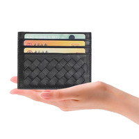 Dompet Kartu Kredit Wanita Unik dari Kulit Domba Asli Tenun Tangan, Dompet Kartu Minimalis Mewah