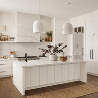 Set Kabinet Dapur Modular Modern Slim Shaker Berbahan Kayu Solid White Oak Mewah dengan Penyimpanan