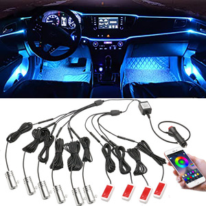 Bande lumineuse <span class=keywords><strong>LED</strong></span> à fibre optique Hexing <span class=keywords><strong>Auto</strong></span> 4/5/6/10 1 pour l'ambiance intérieure de la voiture, <span class=keywords><strong>12V</strong></span> <span class=keywords><strong>5W</strong></span>, état neuf, contrôle vocal coloré par application - Product Image 5