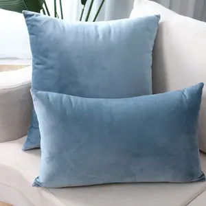 Poliéster almohada tela azul cielo de terciopelo suave Coshion funda de cojín/