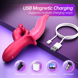 App-Controlled 2-in-1 Tongue-Licking Silicone ABS <b>Vibrator</b> Sex Toy Vaginal Stimulation 9 Frequency IPX7 Waterproof USB - Product Image 5