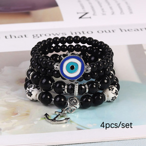 <span class=keywords><strong>4</strong></span> ensembles de bracelets de perles bohèmes à la mode avec pendentif ancre en forme d'œil - Product Image 5