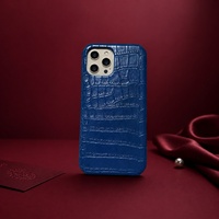 Étui de téléphone de luxe en cuir de crocodile antichoc pour iPhone
