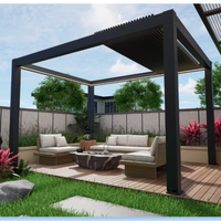 Pérgola Bioclimática Motorizada Eléctrica de Aluminio con Persianas Ajustables, Control Remoto, Lujo, Exterior, Impermeable y Retráctil